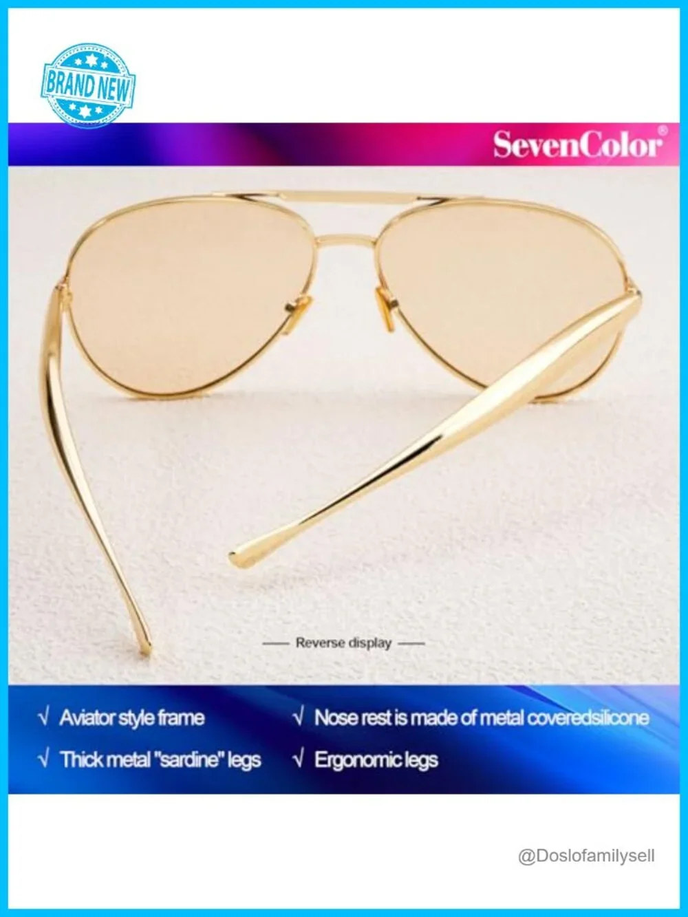 Oversized Gold-Tone Metal Aviator Sunglasses UV400 for Women Men